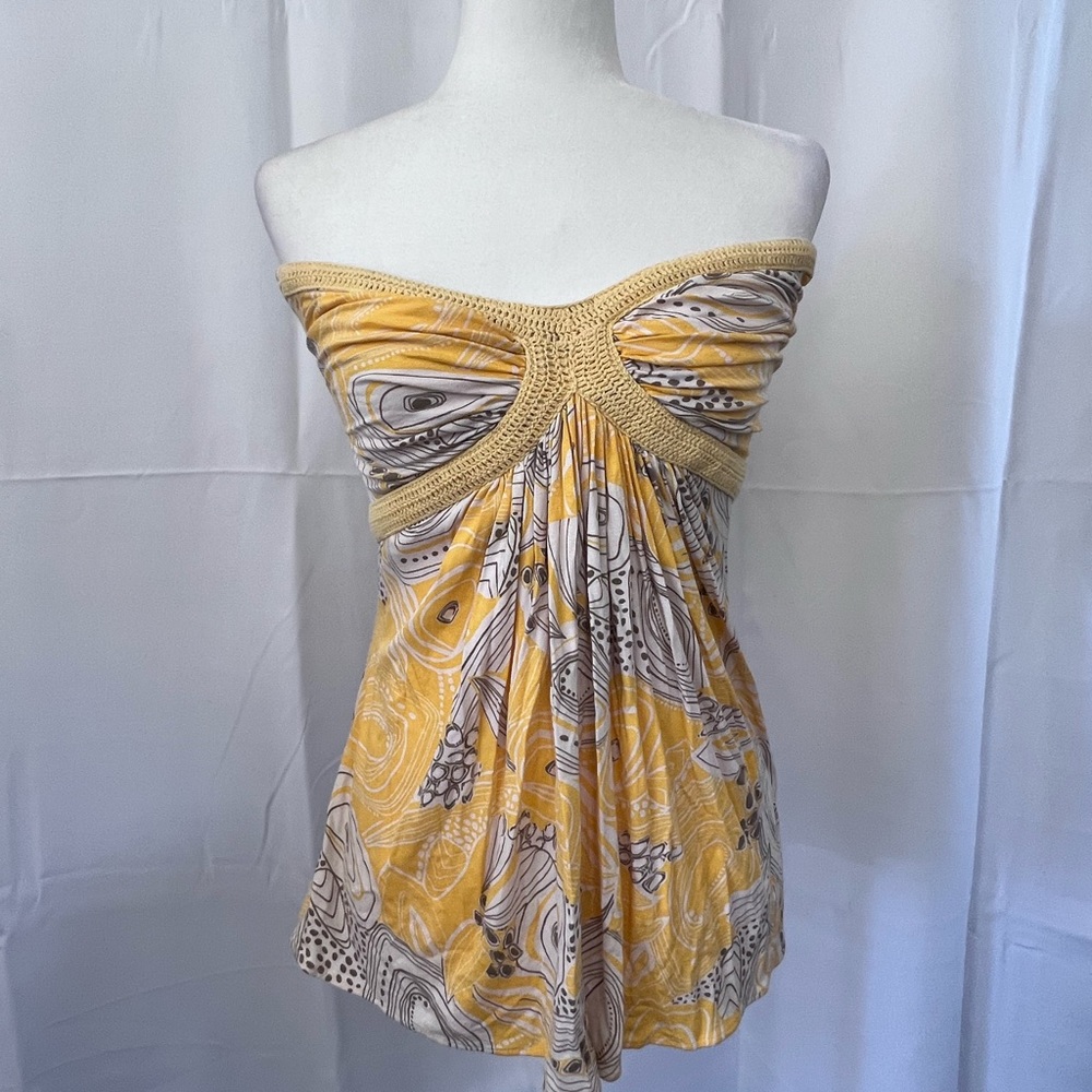 Sky top womens size M - yellow strapless braiding detail